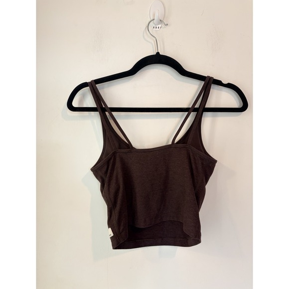 Vuori Brown Cropped Tank Top Medium Built In Bra Strappy Back Yoga Athleisure - Picture 4 of 5
